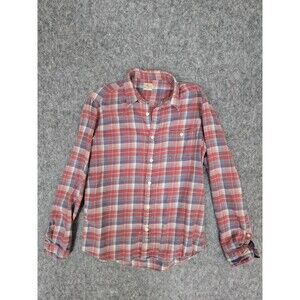 Faherty Flannel Shirt Mens Large Blue Red Plaid Check Hiking Cotton Long Sleeve